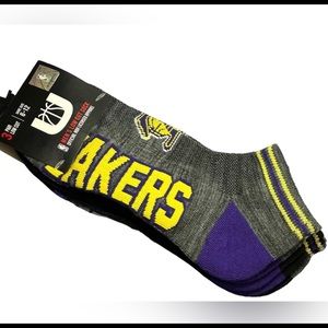 NBA Men’s Lakers Low Cut Athletic Socks 3 Pairs Purple Gold Shoe size 6-12 NEW